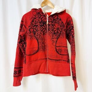 Lululemon Special Edition Red Winter Snowflake Scuba Hoodie Size 10